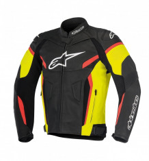 Geaca moto piele Alpinestars Lederjake GP Plus R V2 culoare negru/galben-fluo/r Cod Produs: MX_NEW 3100517153860AU foto