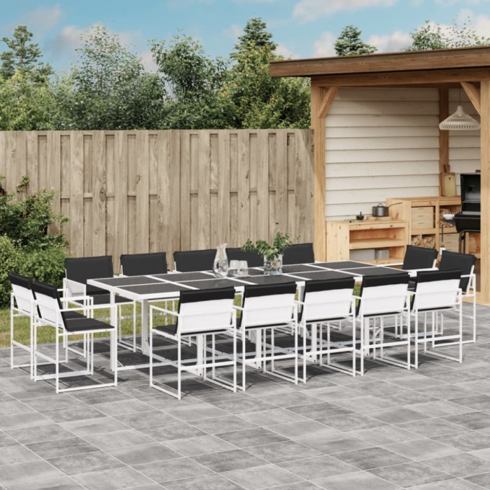 Gossi set mobilier de gradina, 15 piese, cu perne, alb, textilena
