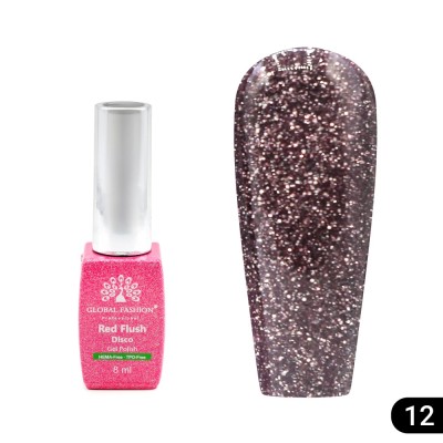 Ojă semipermanentă Red Flush Disco 8 ml, 12 foto