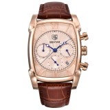 Ceas barbatesc Benyar Clasic Elegant Curea piele Quartz Analog Rose