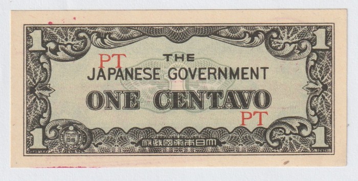 Filipine, One Centavo 1942_Ocupație japoneză_a UNC_serie liniara PT