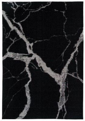 Covor Premium Model DYWAN STATUARIO BLACK, Negru, Gri, Marime 160 x 230 cm, Tesatura Plata, Poliester, Bumbac, Antiderapant, Antialergic, Living, Dorm foto