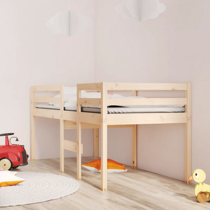 vidaXL Pat &icirc;nalt de dormitor, 90x200 cm, lemn masiv de pin