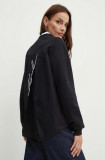 Karl Lagerfeld bluza femei, culoarea negru, cu imprimeu, 245W1814