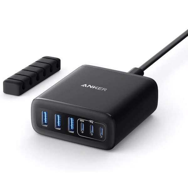Incarcator Statie Anker, 112W, 3A, 3 x USB-A - 3 x USB-C, Negru A2154G11
