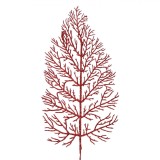Ramură Decorativă de Crăciun, Feriga, Glitter, &Icirc;nălțime 70cm, Culoare Roșu, Oem
