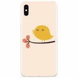 Husa silicon pentru Apple Iphone X, Flat Minimal Cute Bird Illustration