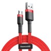 Cablu de date, Baseus Cafule, CAMKLF-C09, USB la Micro USB, Fast Charge, 1.5 A, lungime 2 m, Rosu, Acoperit cu nailon