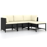 Cumpara ieftin Gossi set mobilier de gradina cu perne, 4 piese, negru, poliratan
