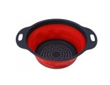Cumpara ieftin Strecuratoare pliabila, silicon si plastic, XL, 29 cm, rosu, cu maner, salata, Oem