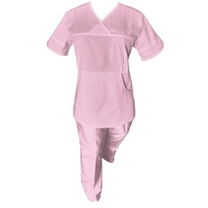 Costum Medical Pe Stil, Roz Deschis cu Elastan, Model Sanda - XS, M