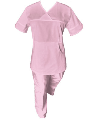 Costum Medical Pe Stil, Roz Deschis cu Elastan, Model Sanda - 3XL, XS foto