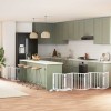 VidaXL Poartă c&acirc;ini pliabilă cu ușă 15 panouri, alb, 750 cm, lemn plop 3155537