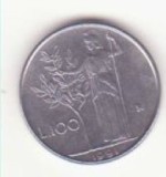 Italia 100 lire 1991, small type.