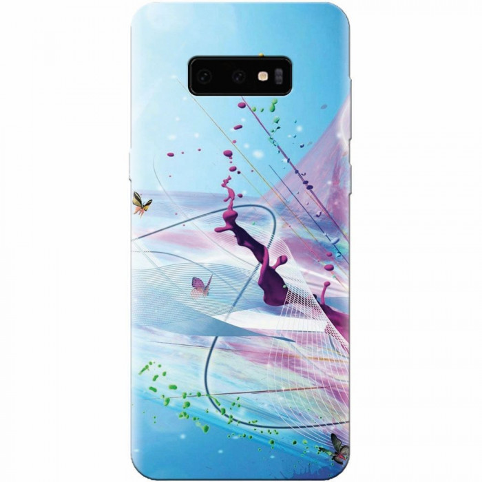 Husa silicon pentru Samsung Galaxy S10 Lite, Artistic Paint Splash Purple Butterflies