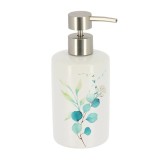 Dispenser Săpun Ceramică 320 Ml Design Floral &ndash; Alb / Bleu