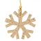 Ornament Brad Crăciun Lemn, Model Fulg, Culoare Bej, Mărime 7x7 cm, Cu Glitter