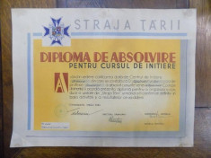 Straja Tarii, Diploma de absolvire pentru cursul de initiere, Tapardel Ion, 20 Octombrie 1937 foto