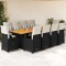 vidaXL Set bistro de grădină, 11 piese, cu perne, negru, poliratan 3277290