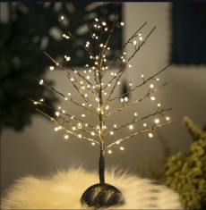 Decoratiune pom luminos, 112 microLED-uri, ramuri flexibile, alb cald, inaltime 40 cm foto