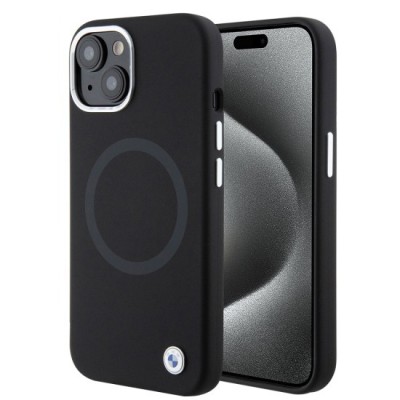 Husa pentru iPhone 15 Plus - BMW Signature Liquid Silicone MagSafe (BMHMP15MSILBK2) - Black foto