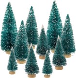 Set de 10 mini brazi de Craciun Yxhzvon, lemn/PVC, verde/natur, 6,5/8,5/12,5/16 cm