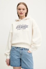 Abercrombie &amp; Fitch bluza femei, culoarea bej, cu glugă, cu imprimeu, KI185-5022