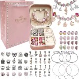 Cumpara ieftin Set de artizanat, confectionare bijuterii de mana handmade pentru copii, 69 piese - Multicolor, Dactylion