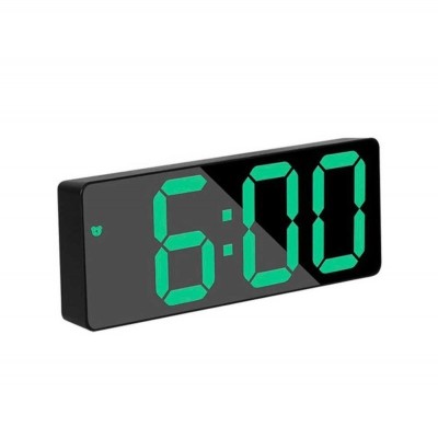 Ceas de masa cu LED verde , afisaj temperatura , ora 12/24 h , carcasa neagra foto