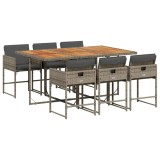 Cumpara ieftin Set mobilier de gradina cu perne, 7 piese, gri, poliratan