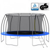 Trambulina Rotunda vidaXL 488x90 cm, 150 kg, cu Plasa Siguranta, Scara si Copertina. Cadru Otel Galvanizat, Negru/Gri/Albastru