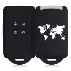Husa Cheie Auto pentru Renault / Dacia - 4 Butoane - Keyless Go, Silicon, Negru, 49769.11