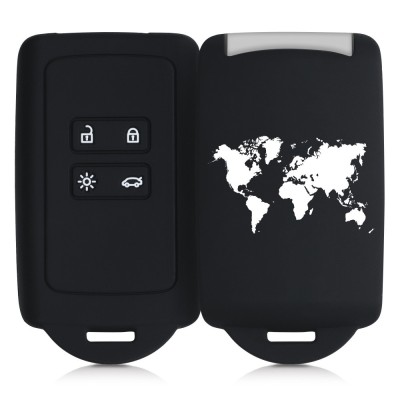 Husa Cheie Auto pentru Renault / Dacia - 4 Butoane - Keyless Go, Silicon, Negru, 49769.11 foto