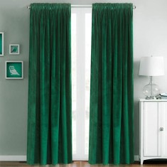 Set doua draperii catifea, verde-smarald