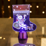 Decorațiune LED de masă de Crăciun - cu bază strălucitoare - cizme, mov - 15 cm