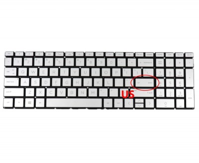 Tastatura HP Argintie NSK-XNESC iluminata layout US fara rama enter mic, PK1328B1B00 iluminata layout US fara foto
