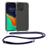 Husa Kwmobile pentru Apple iPhone 13 Pro, Silicon, Transparent/Albastru, 55963.04, Textil, Carcasa