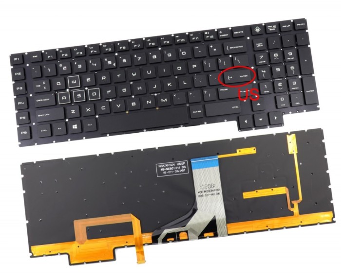 Tastatura HP Alba Neagra cu iluminare Omen 17-AN010CA iluminata layout US fara rama enter mic
