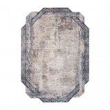 Covor TINE 75425A Cadru vintage - formă modernă, neregulată - gri / albastru inchis, 195x290 cm