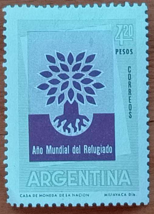 ARGENTINA-1960-&#039;&#039;ANUL REFUGIATILOR&#039;&#039;-Timbru f vechi&#039;&#039;--1 VAL-NESTAMPIL.-VEZI SCAN