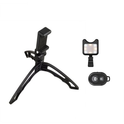 Suport tripod Apexel APL-JJ04 cu telecomanda bluetooth si blit flash led pentru telefon smartphone Iphone, Samsung, Gopro foto