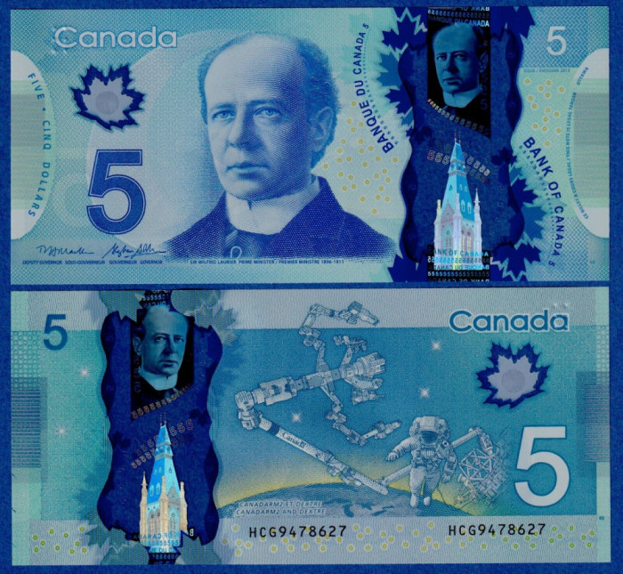 Bancnota Canada 5 Dolari 2013 (2020) - P106d UNC ( polimer )