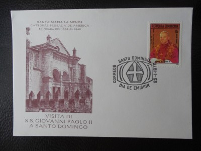 PAPA IOAN PAUL AL DOILEA-VIZITA IN REP. DOMINICANA- FDC foto