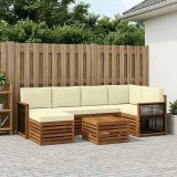 vidaXL Set Canapea Sectionala Lemn Acacia 6 Piese Perne Natural Crem Mobila Gradina