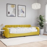 vidaXL Pat de zi cu saltea, galben, 80x200 cm, catifea