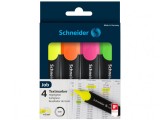 Textmarker cu varf tesit,model Schneider Job,4 bucati set