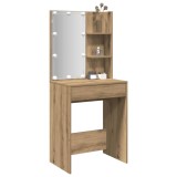 vidaXL Masă de toaletă cu LED, stejar artizanal, 60x40x140 cm