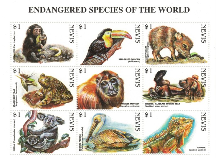 NEVIS 1998 - Specii amenintate cu disparitia / colita MNH