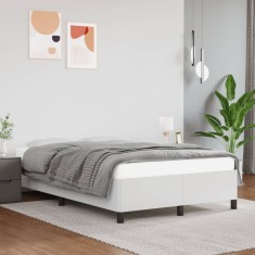 vidaXL Cadru de pat fără saltea alb 120x190 cm piele artificială foto