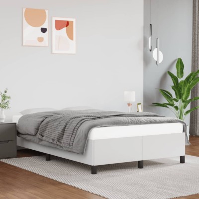vidaXL Cadru de pat fără saltea alb 120x190 cm piele artificială foto